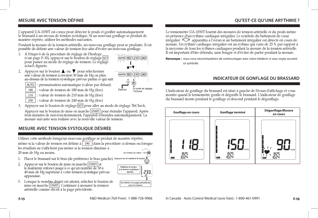 A&D UA-1030TCN Mesure Avec Tension Définie, QU’EST-CE QU’UNE Arythmie ?, Indicateur DE Gonflage DU Brassard 