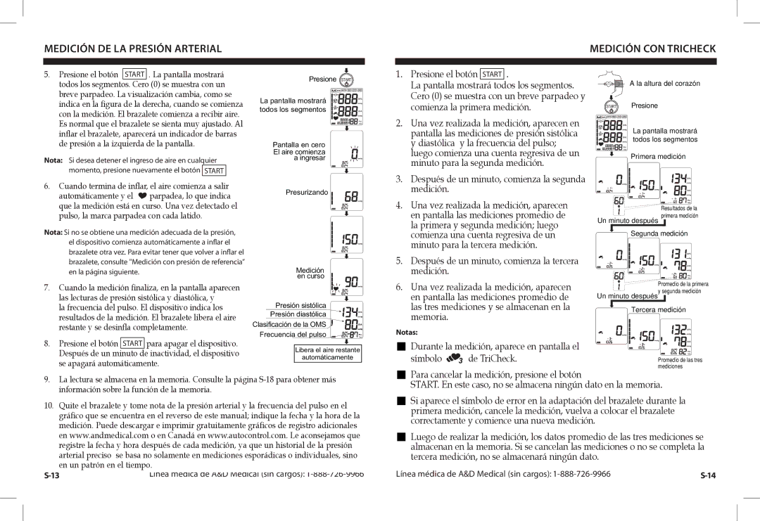 A&D UA-1030TCN instruction manual Medición DE LA Presión Arterial Medición CON Tricheck 