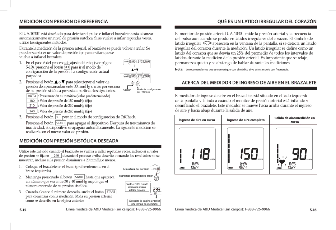 A&D UA-1030TCN Medición CON Presión DE Referencia, QUÉ ES UN Latido Irregular DEL Corazón, Vuelva a inflar el brazalete 