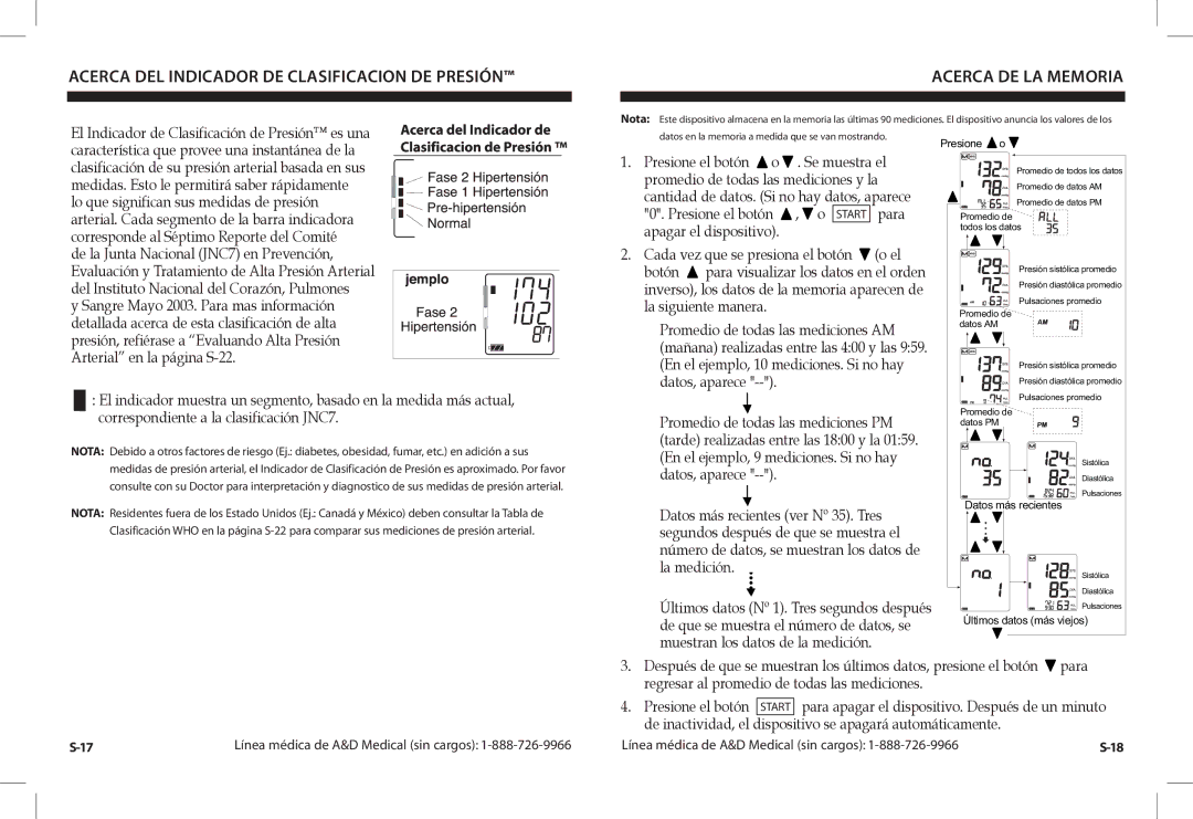 A&D UA-1030TCN instruction manual Acerca DEL Indicador DE Clasificacion DE Presión, Acerca DE LA Memoria 