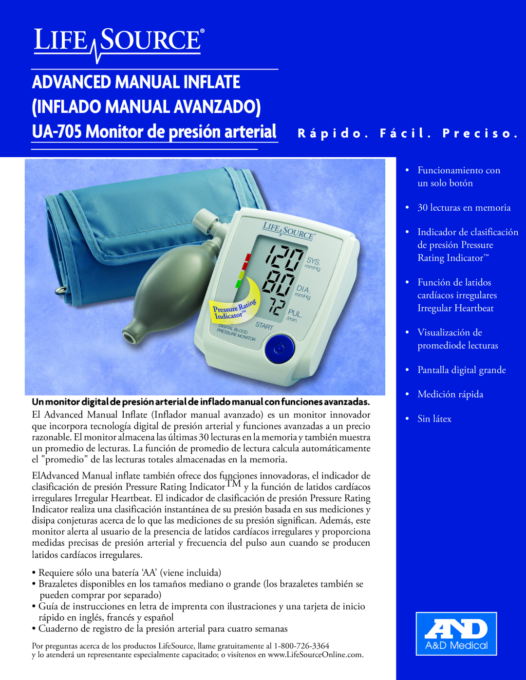 A&D ua-705 manual Advanced Manual Inflate Inflado Manual Avanzado 