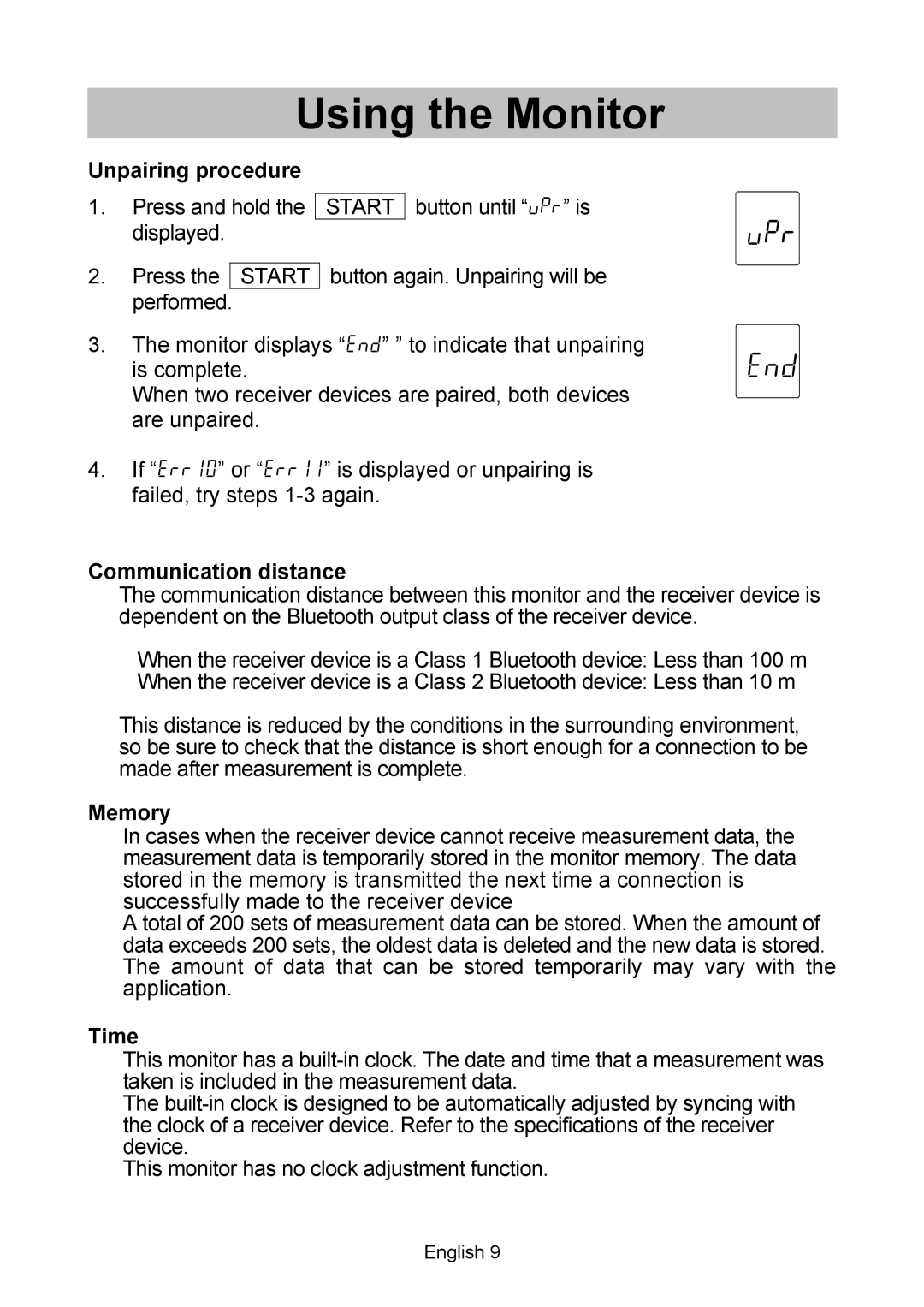 A&D BT-Ci, UA-767 instruction manual Unpairing procedure 