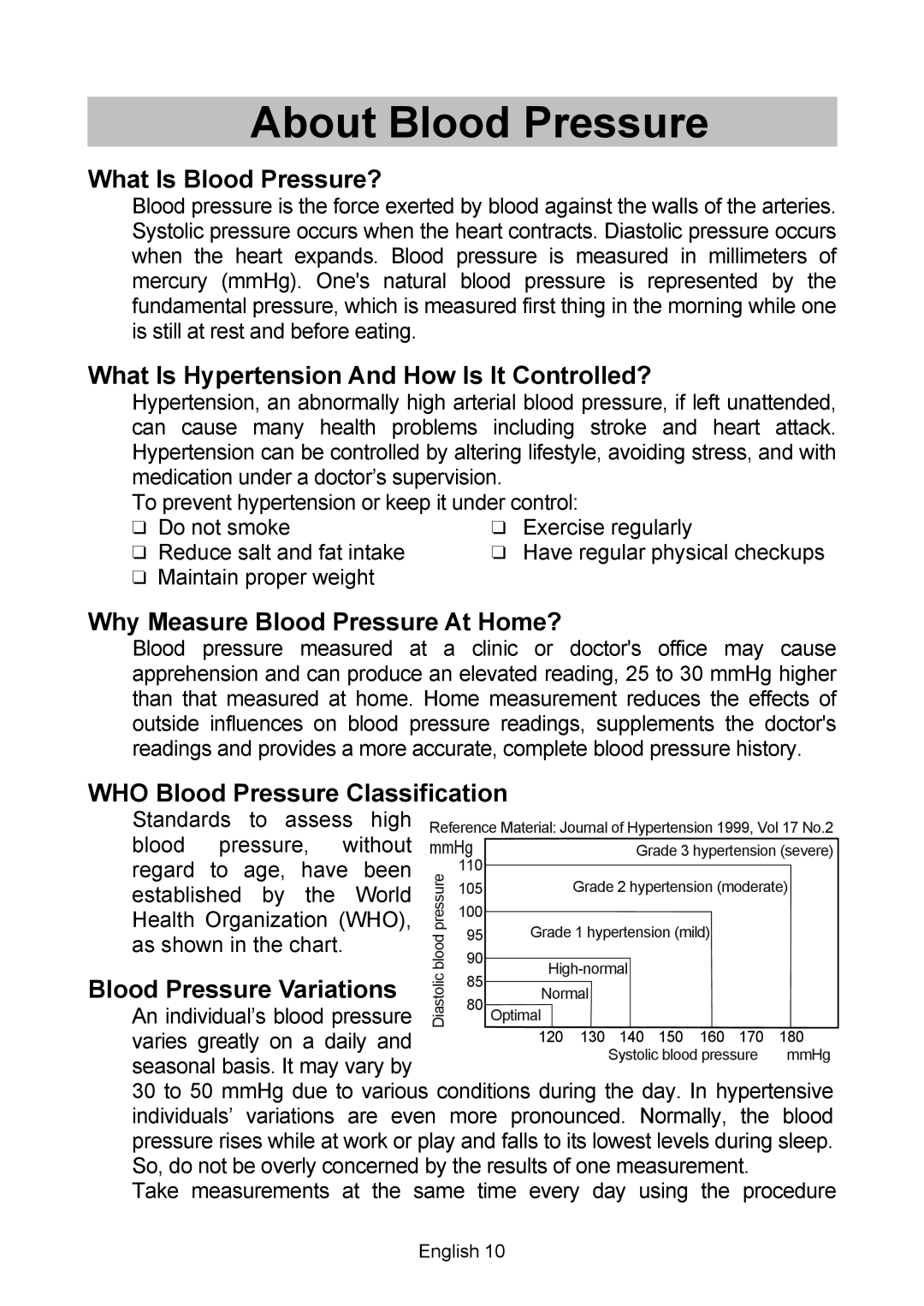 A&D UA-767 Plus BT About Blood Pressure, What Is Blood Pressure?, What Is Hypertension And How Is It Controlled? 