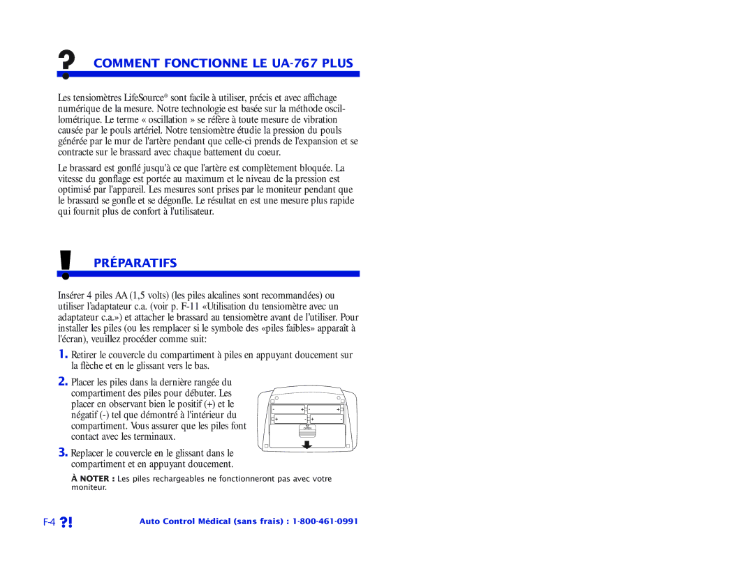 A&D manual ? Comment Fonctionne LE UA-767 Plus, Préparatifs 