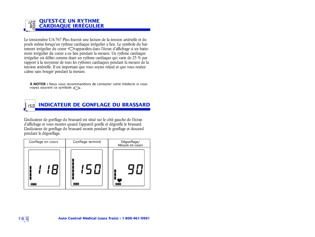 A&D UA-767 Plus manual QUEST-CE UN Rythme Cardiaque Irrégulier, Indicateur DE Gonflage DU Brassard 