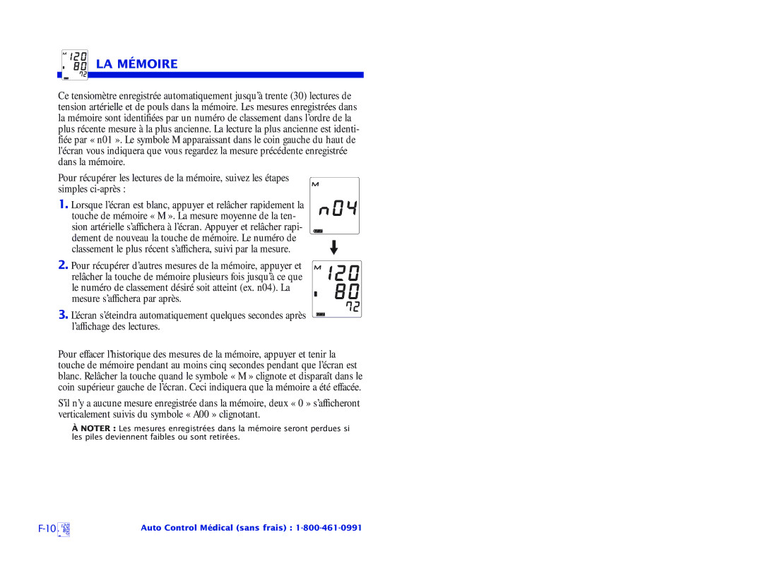 A&D UA-767 Plus manual LA Mémoire 