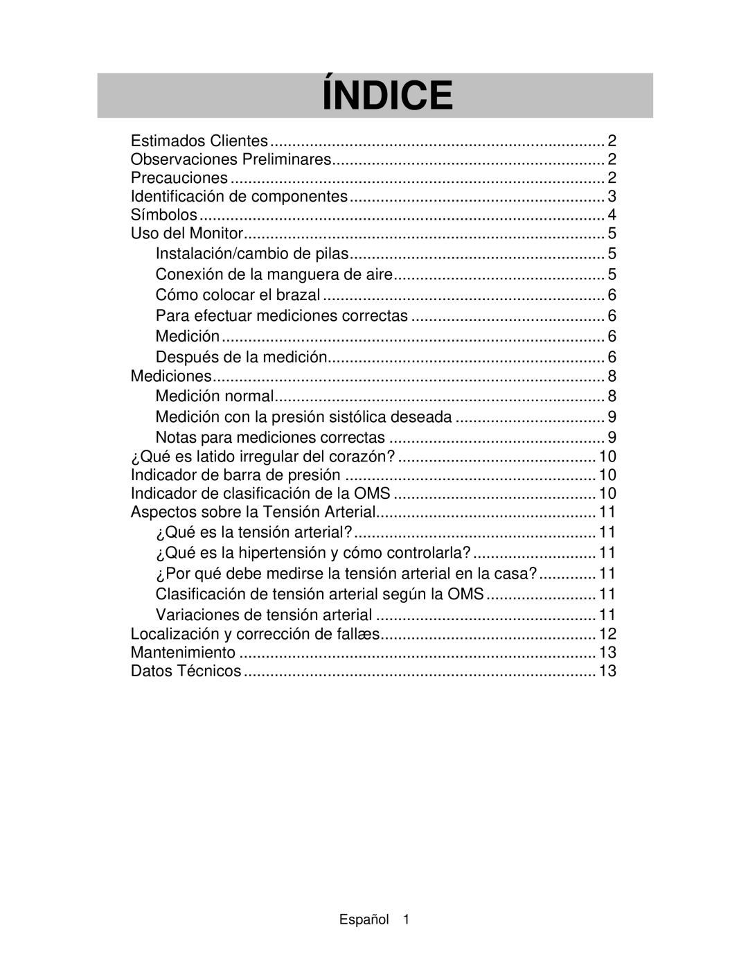 A&D UA-767 instruction manual Índice 