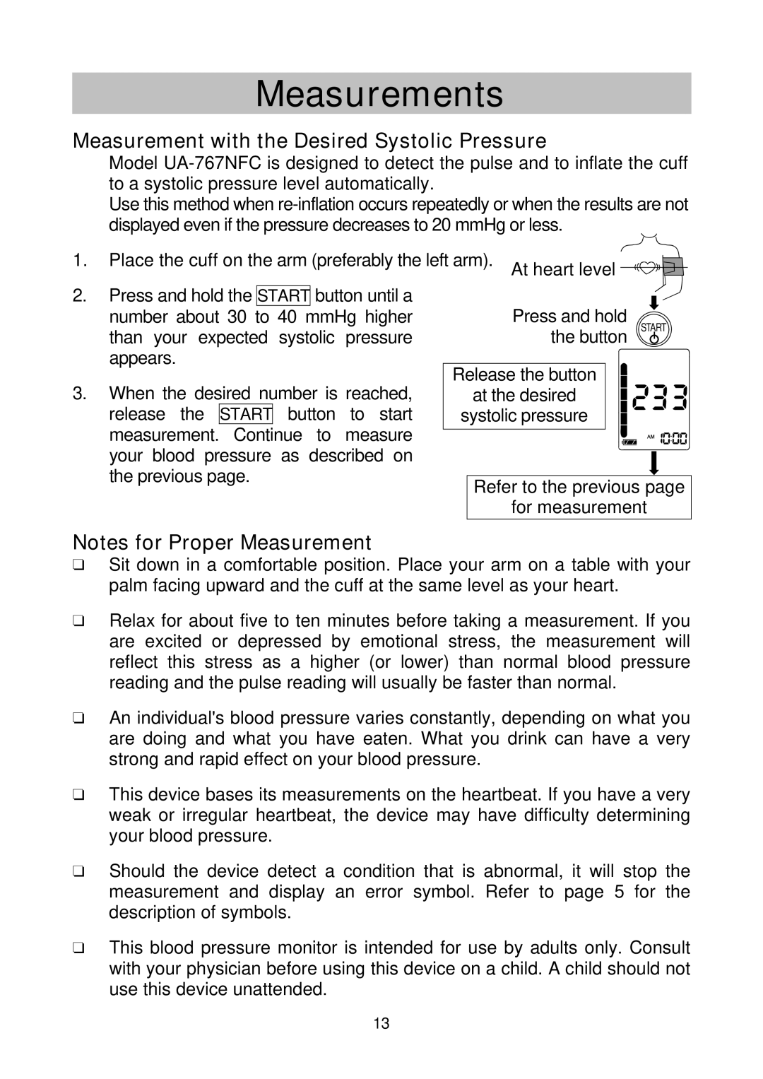 A&D UA-767NFC instruction manual Button until a 