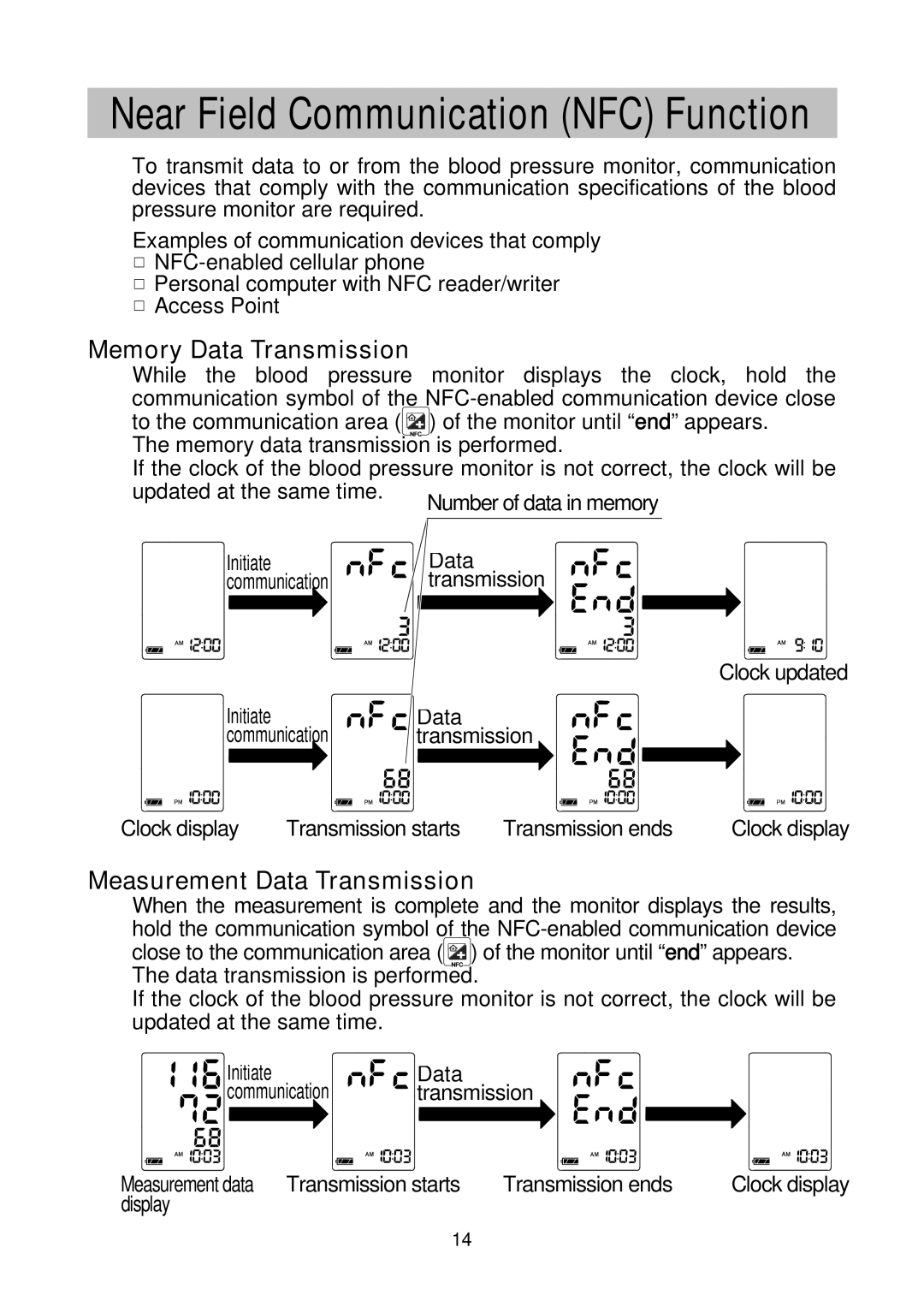 A&D UA-767NFC instruction manual Memory Data Transmission, Measurement Data Transmission 