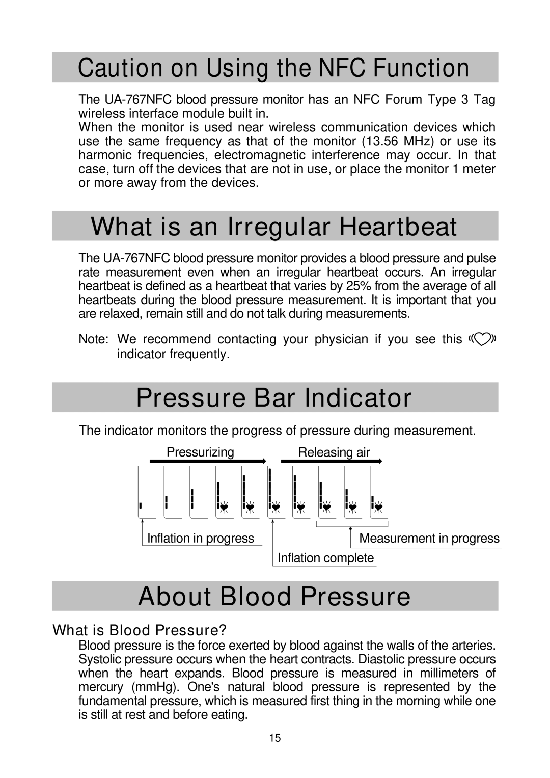 A&D UA-767NFC What is an Irregular Heartbeat, Pressure Bar Indicator, About Blood Pressure, What is Blood Pressure? 