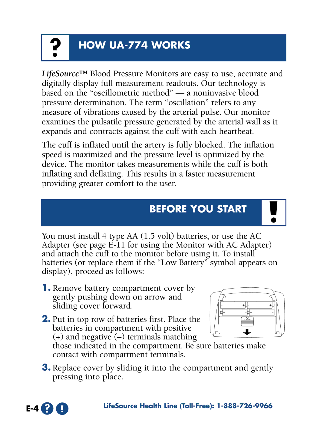 A&D manual HOW UA-774 Works, Before YOU Start 