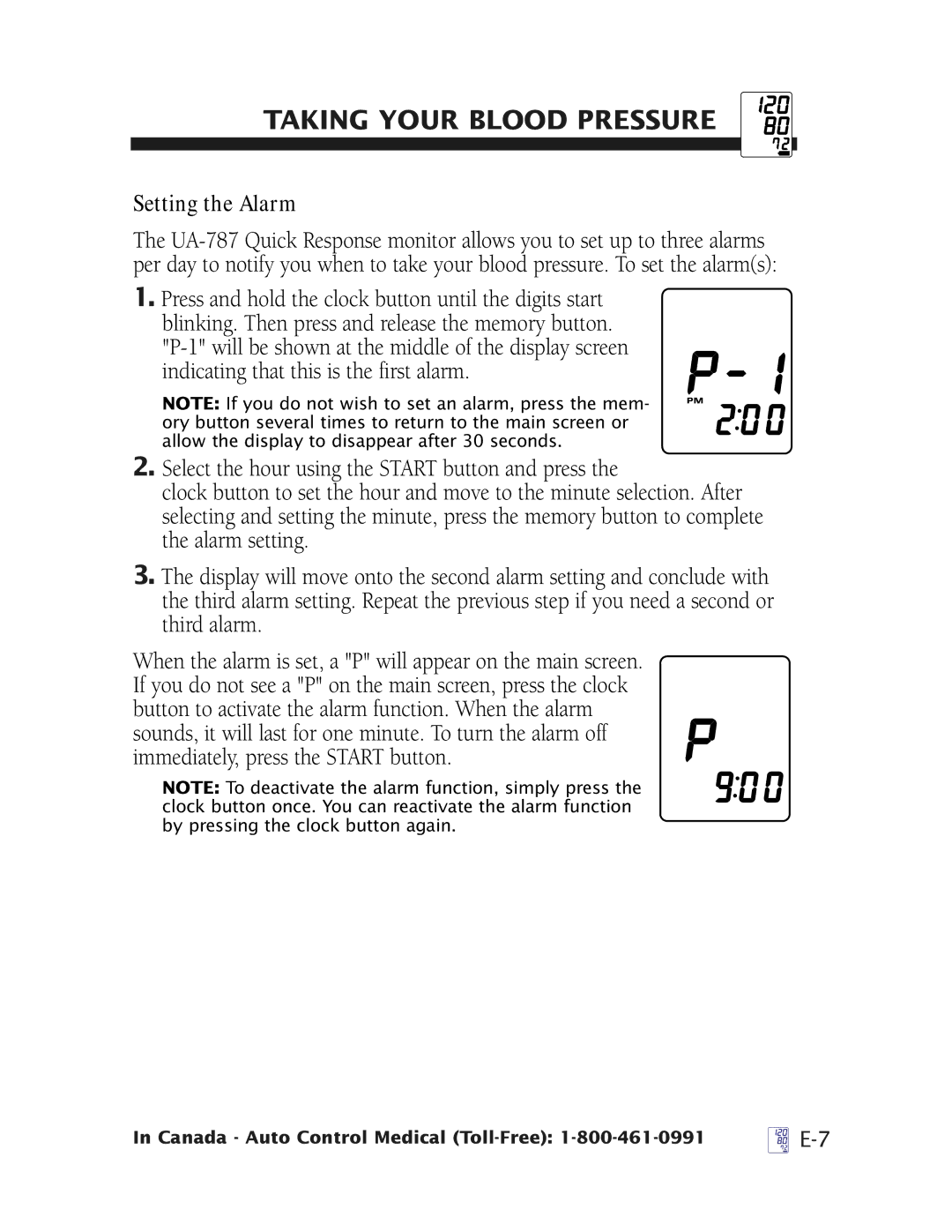 A&D UA-787 manual Setting the Alarm 