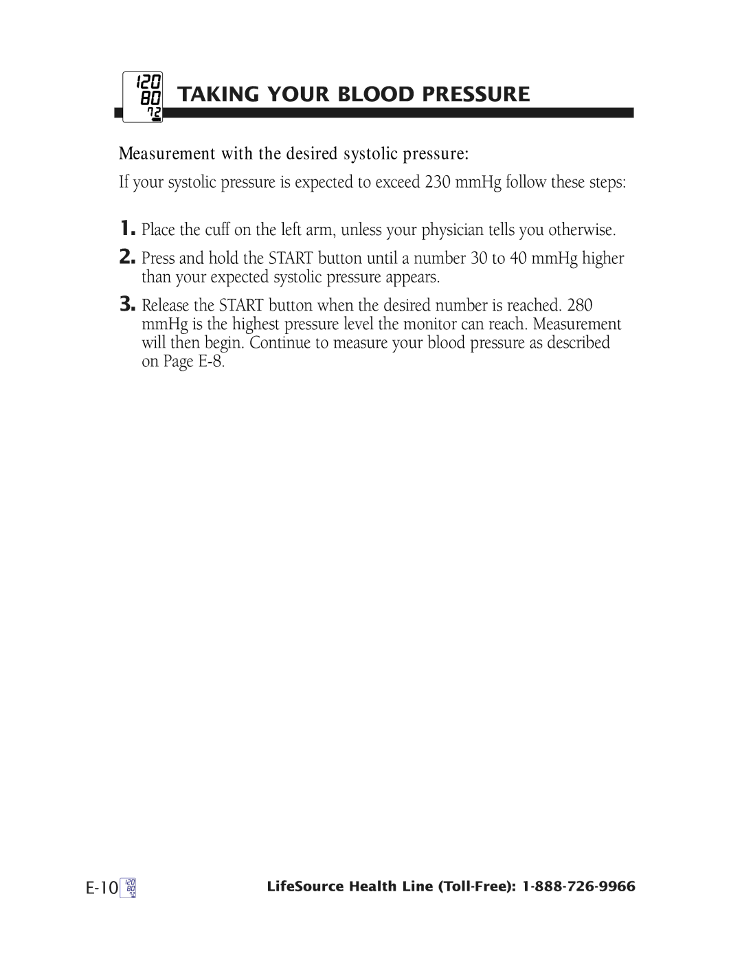 A&D UA-787 manual Measurement with the desired systolic pressure 