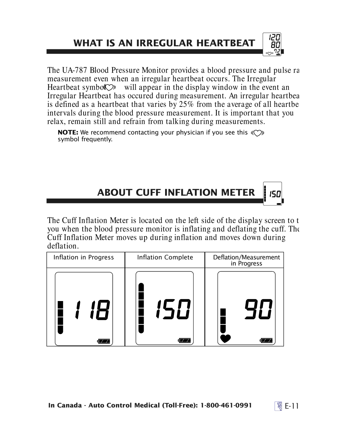 A&D UA-787 manual What is AN Irregular Heartbeat, About Cuff Inflation Meter 