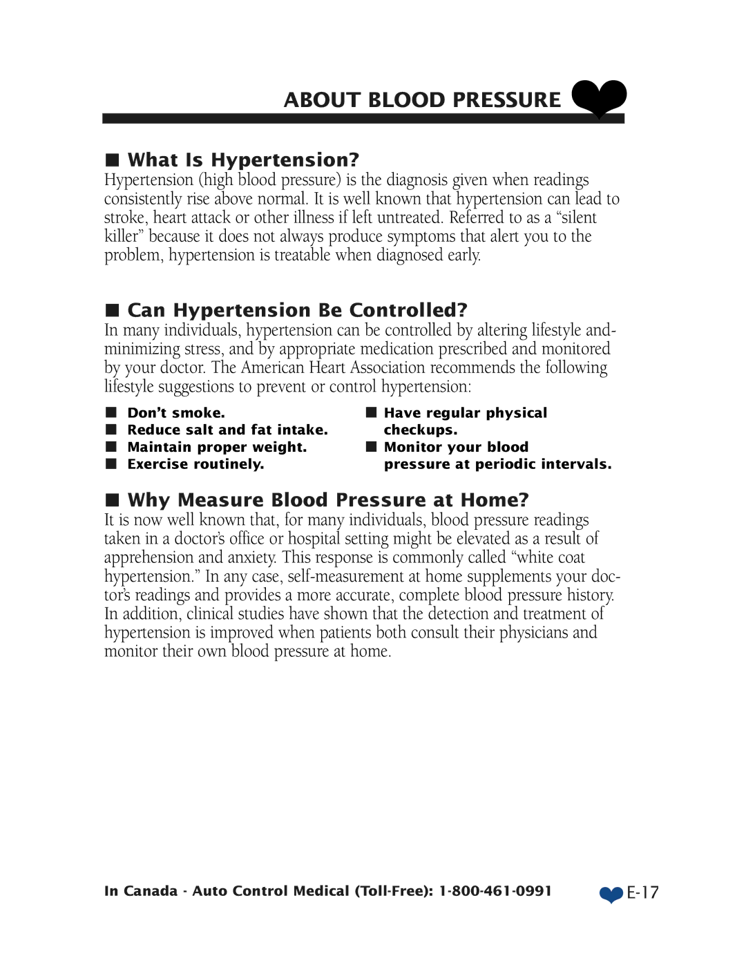 A&D UA-787 manual What Is Hypertension?, Can Hypertension Be Controlled?, Why Measure Blood Pressure at Home? 