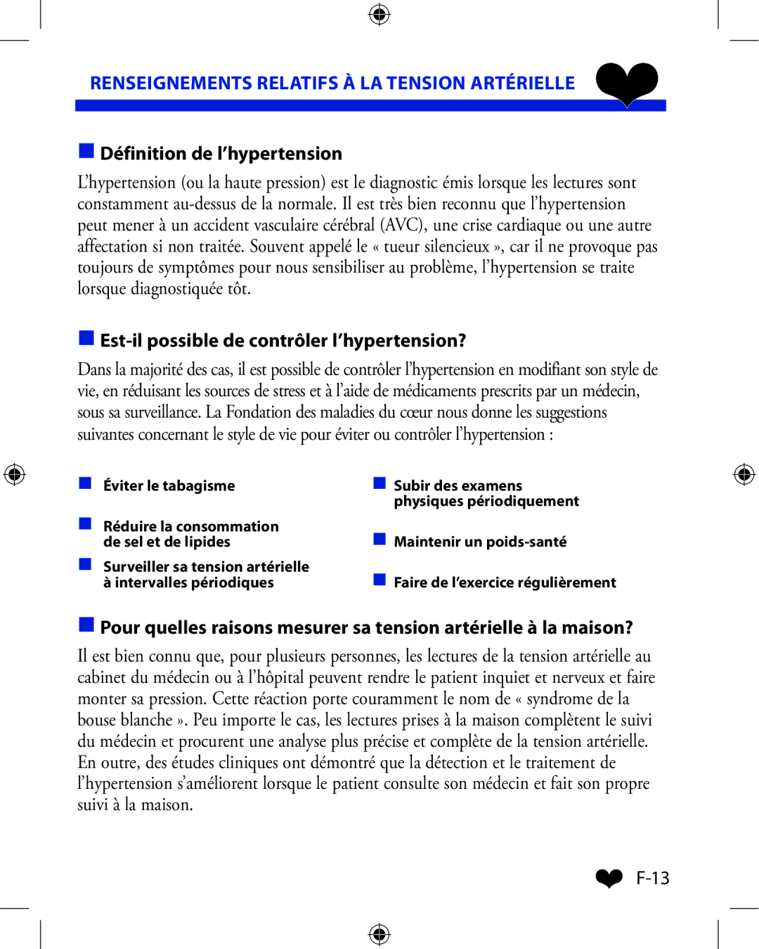 A&D UA-851ANT manual Définition de l’hypertension, Est-il possible de contrôler l’hypertension? 