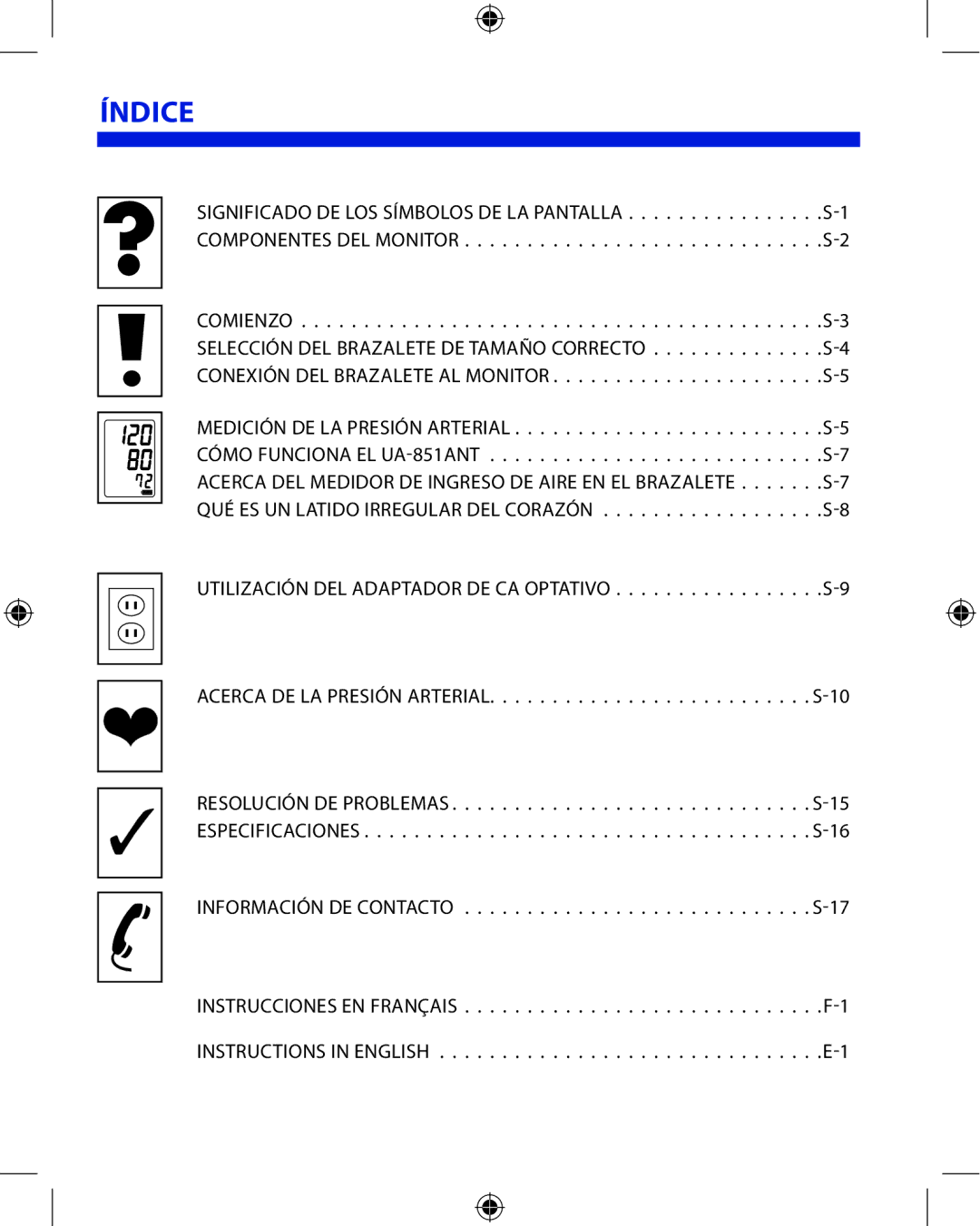 A&D UA-851ANT manual Índice 