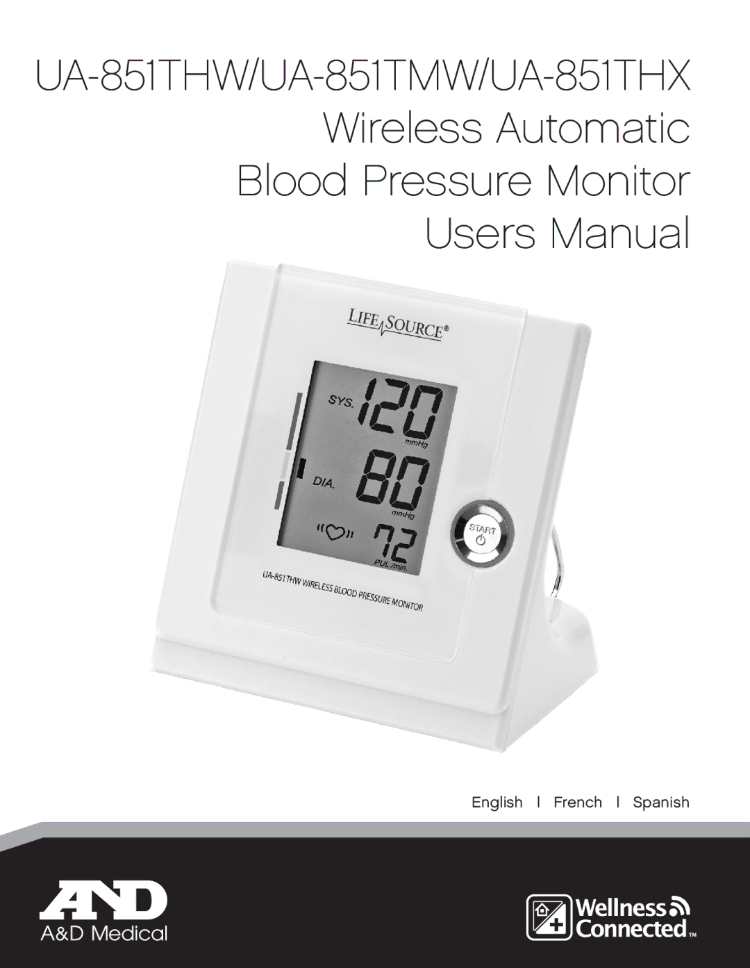 A&D UA851TMW, UA-851THW, UA_851THX user manual Wireless Automatic Blood Pressure Monitor 