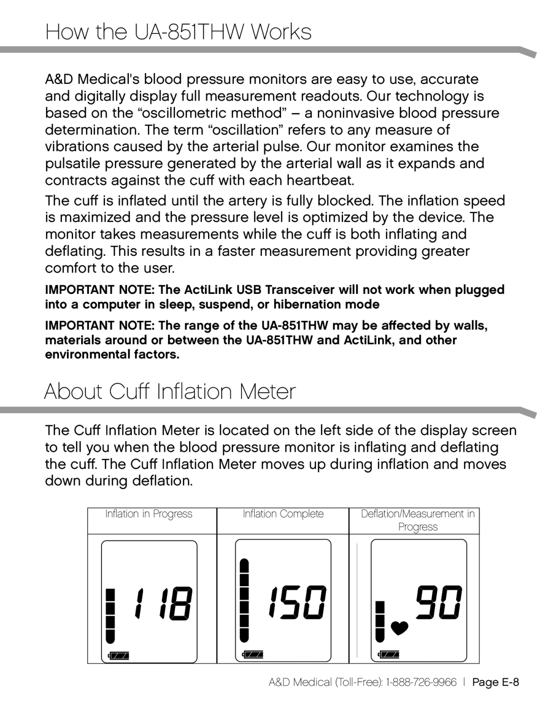 A&D UA_851THX, UA851TMW user manual How the UA-851THW Works, About Cuff Inflation Meter 