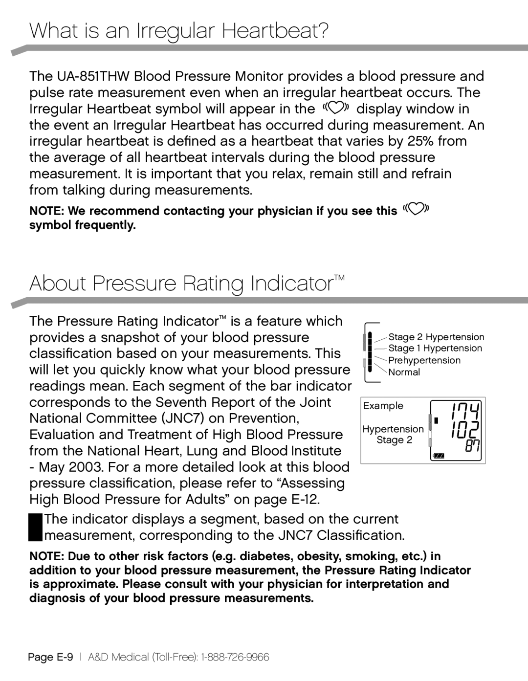 A&D UA-851THW, UA851TMW, UA_851THX user manual What is an Irregular Heartbeat?, About Pressure Rating Indicator 