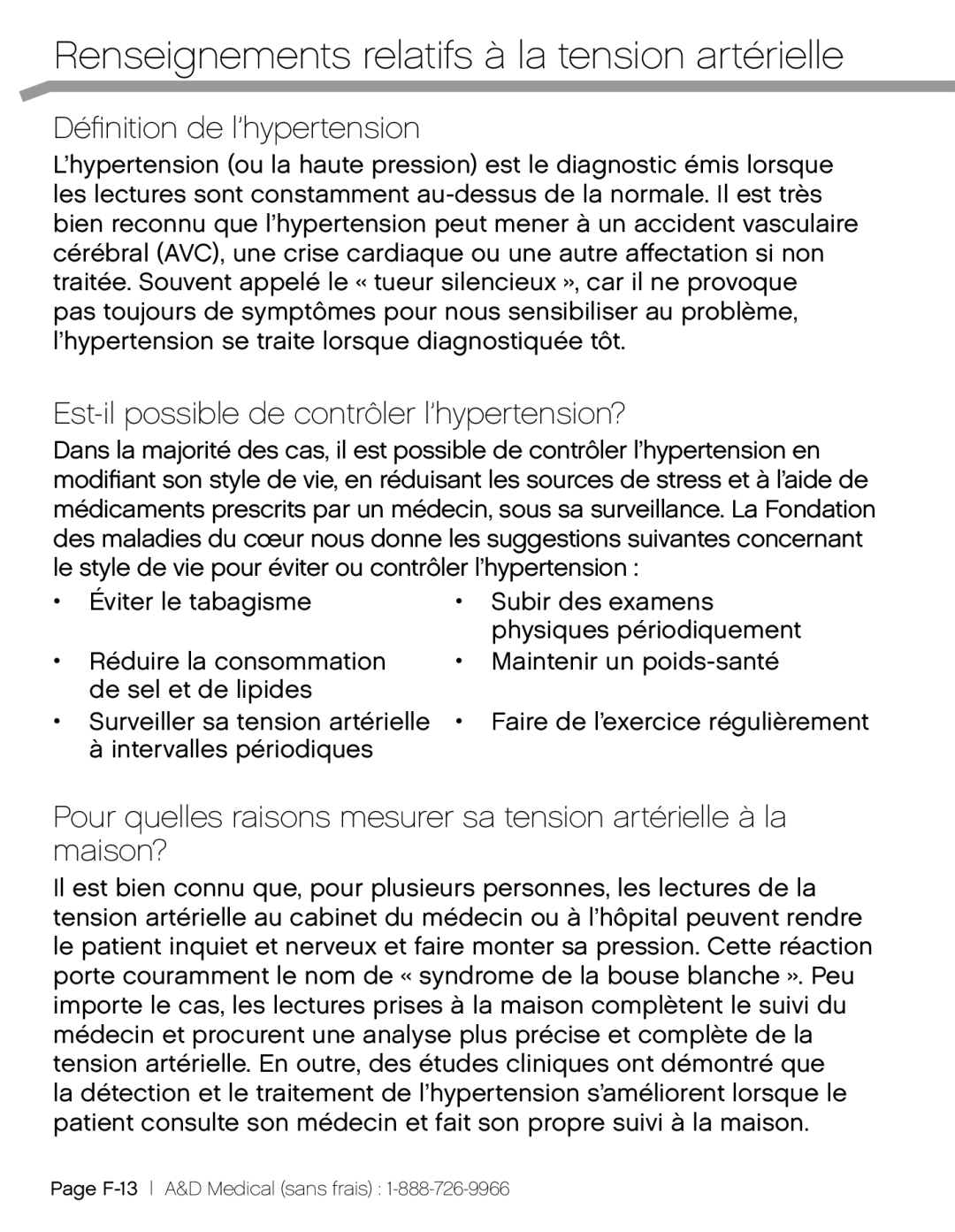 A&D UA_851THX, UA-851THW, UA851TMW user manual Définition de l’hypertension, Est-il possible de contrôler l’hypertension? 