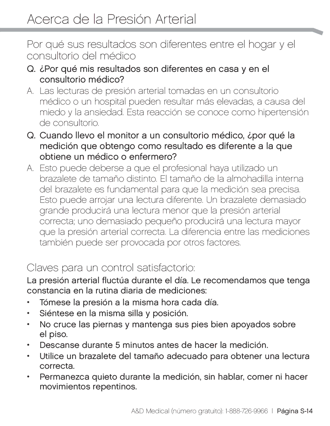 A&D UA851TMW, UA-851THW, UA_851THX user manual Claves para un control satisfactorio 