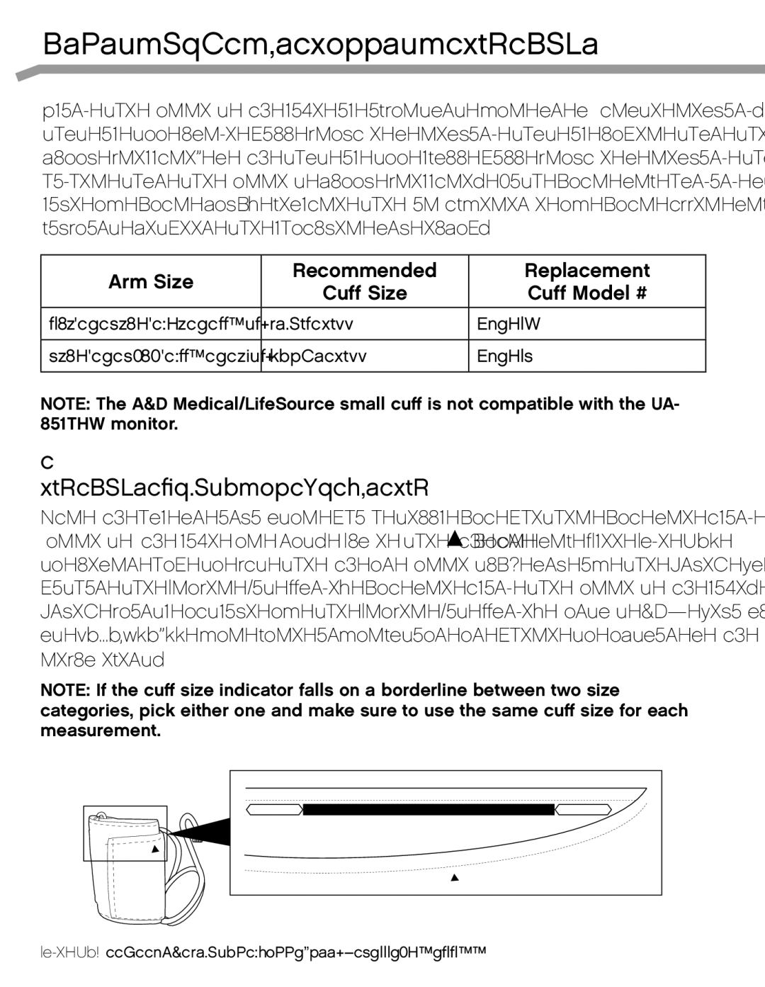 A&D UA_851THX, UA-851THW, UA851TMW user manual Selecting the Correct Cuff Size, Cuff Size Indicator On The Cuff 