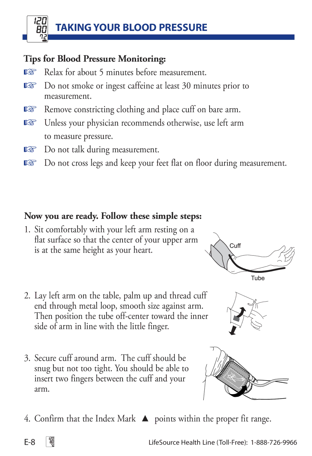 A&D UA-853 manual Tips for Blood Pressure Monitoring, Now you are ready. Follow these simple steps 