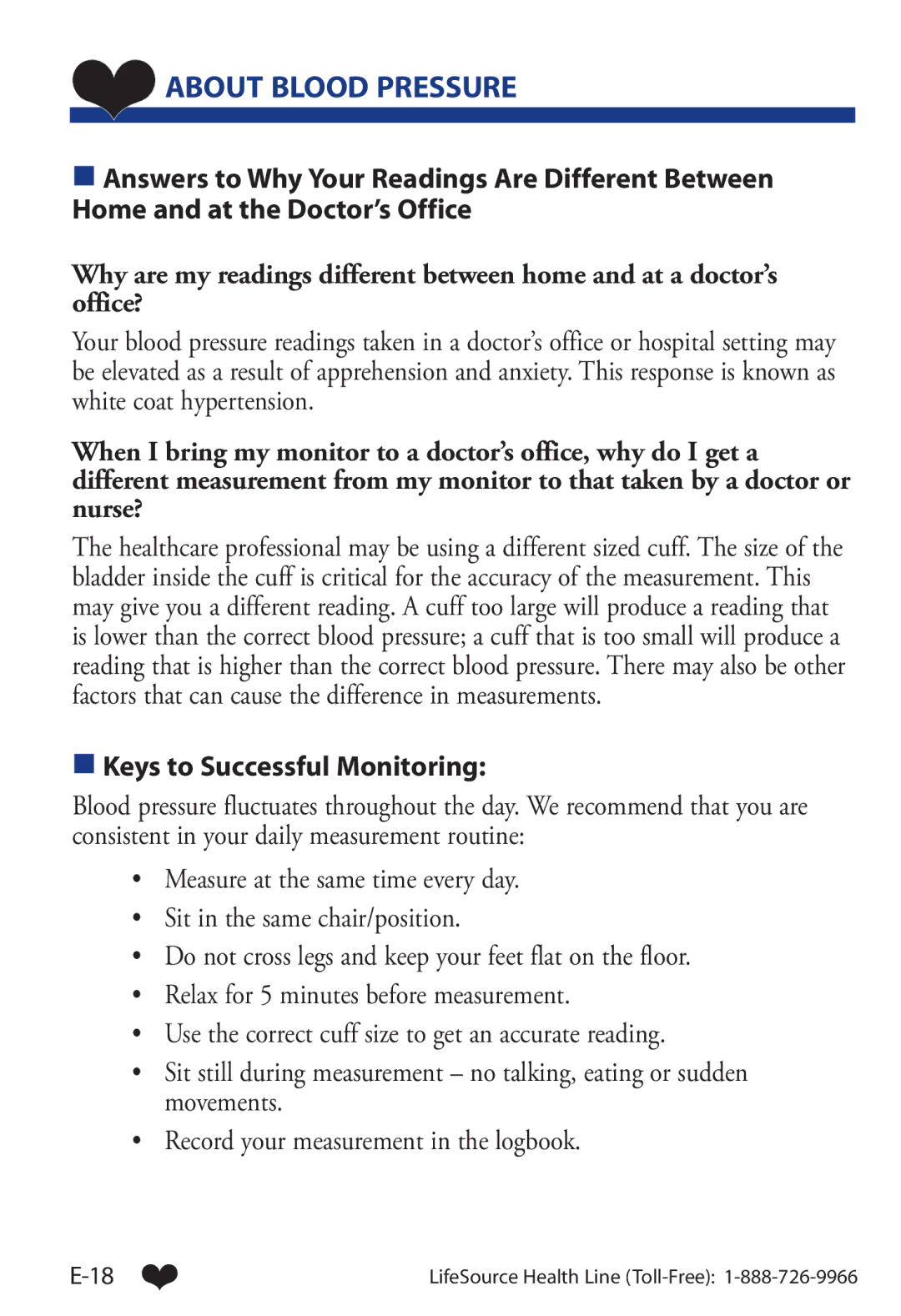 A&D UA-853 manual Keys to Successful Monitoring 