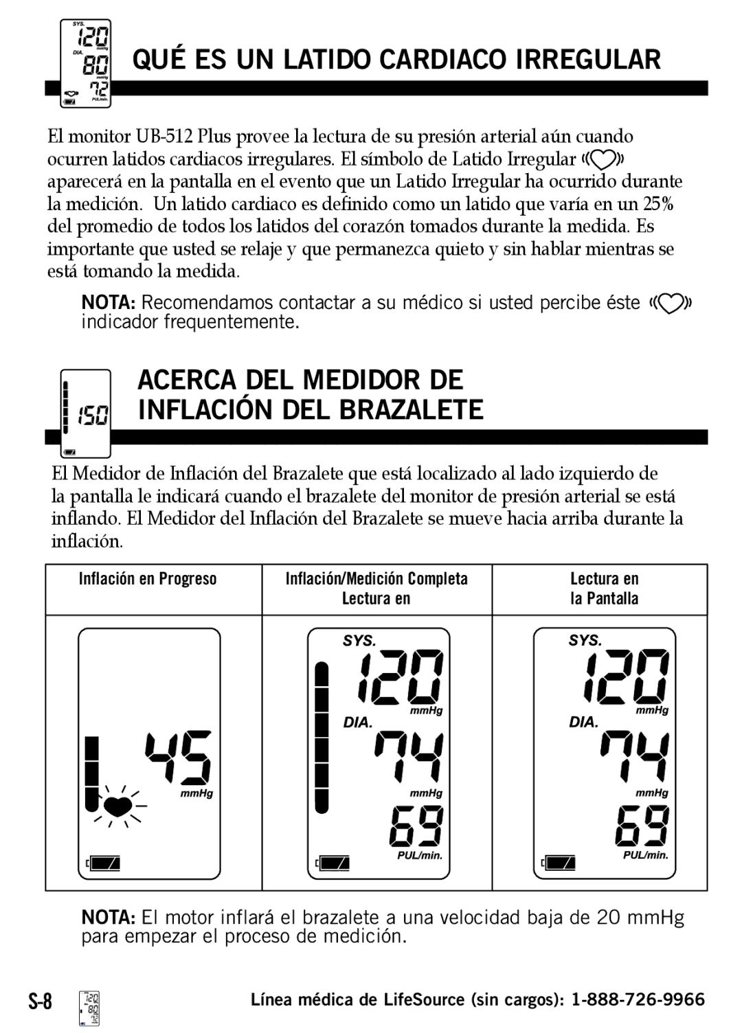 A&D UB-512 manual QUÉ ES UN Latido Cardiaco Irregular, Acerca DEL Medidor DE Inflación DEL Brazalete 