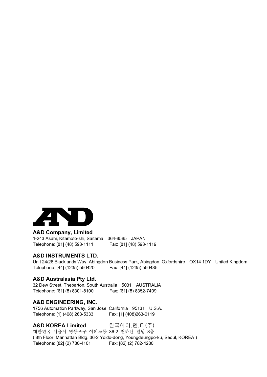 A&D UC-321PBT-C instruction manual Engineering, Inc 