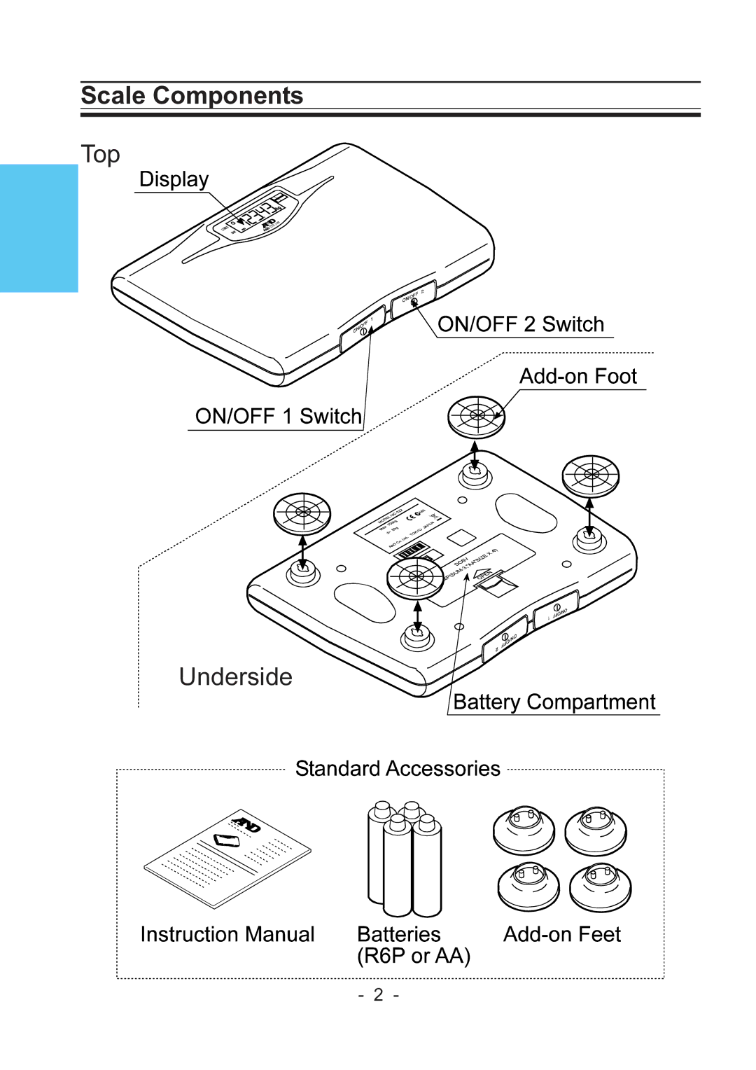 A&D UC-322 specifications Scale Components, Top Underside 