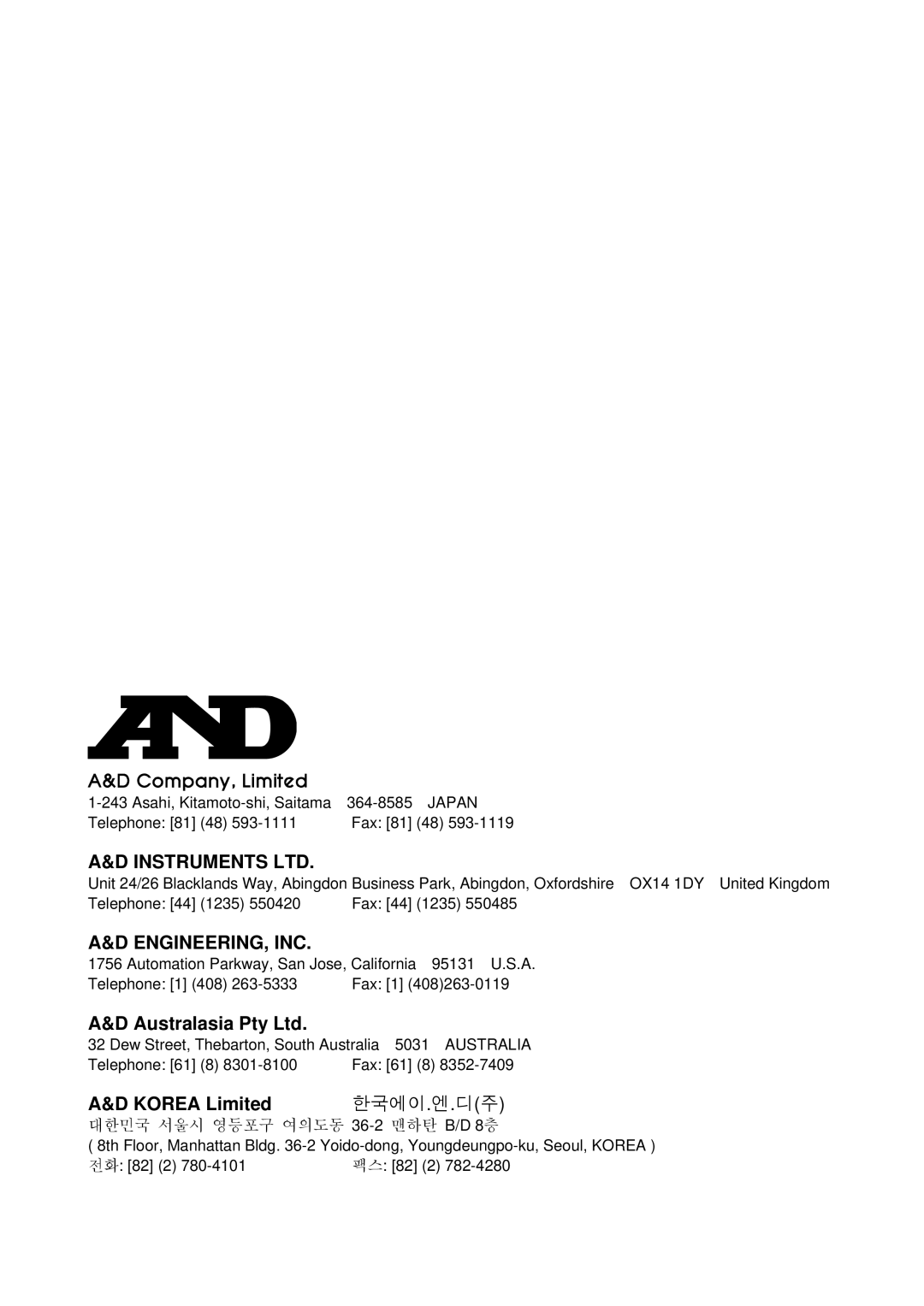 A&D UC-324NFC instruction manual Engineering, Inc 