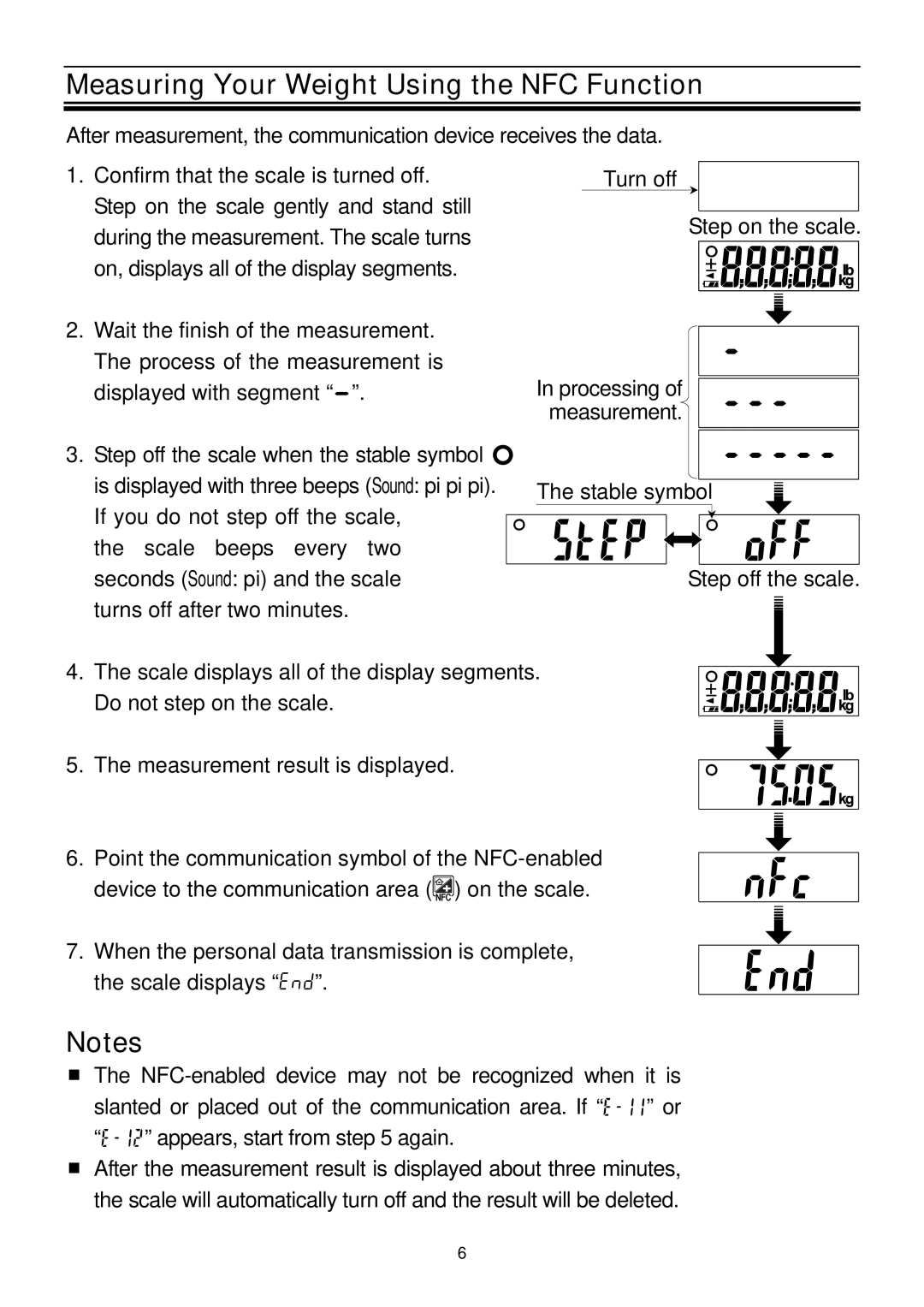 A&D UC-324NFC instruction manual Measuring Your Weight Using the NFC Function 