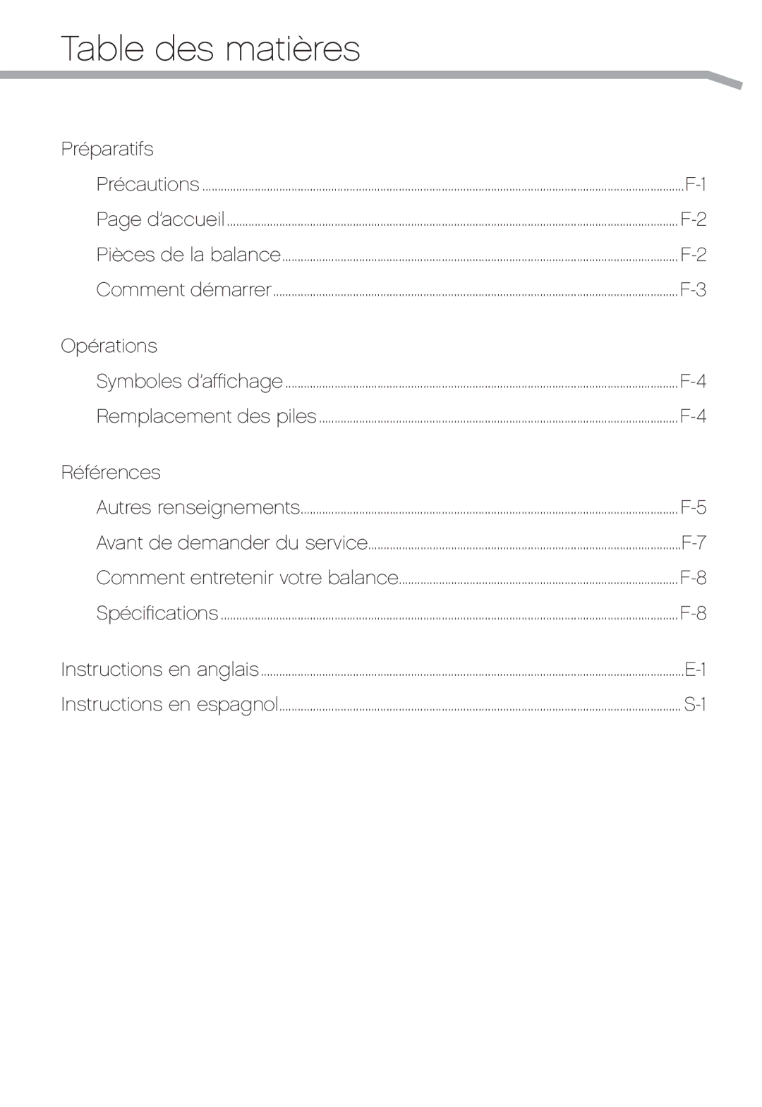 A&D UC-324TMW, UC-324THX, UC-324THW user manual Table des matières, Références 