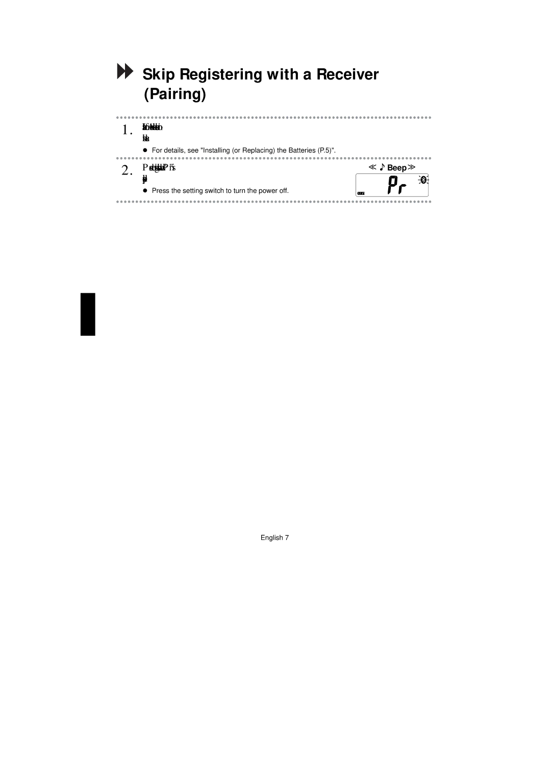 A&D UC-351PBT-Ci Skip Registering with a Receiver Pairing, Press the setting switch when Pr is ≪Beep ≫ Displayed 