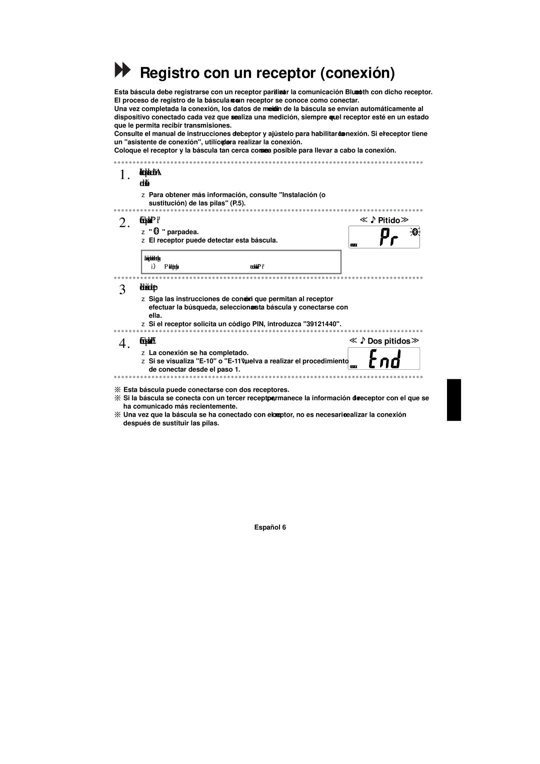 A&D UC-351PBT-Ci Registro con un receptor conexión, Instale cuatro pilas alcalinas de tamaño AA en la báscula 