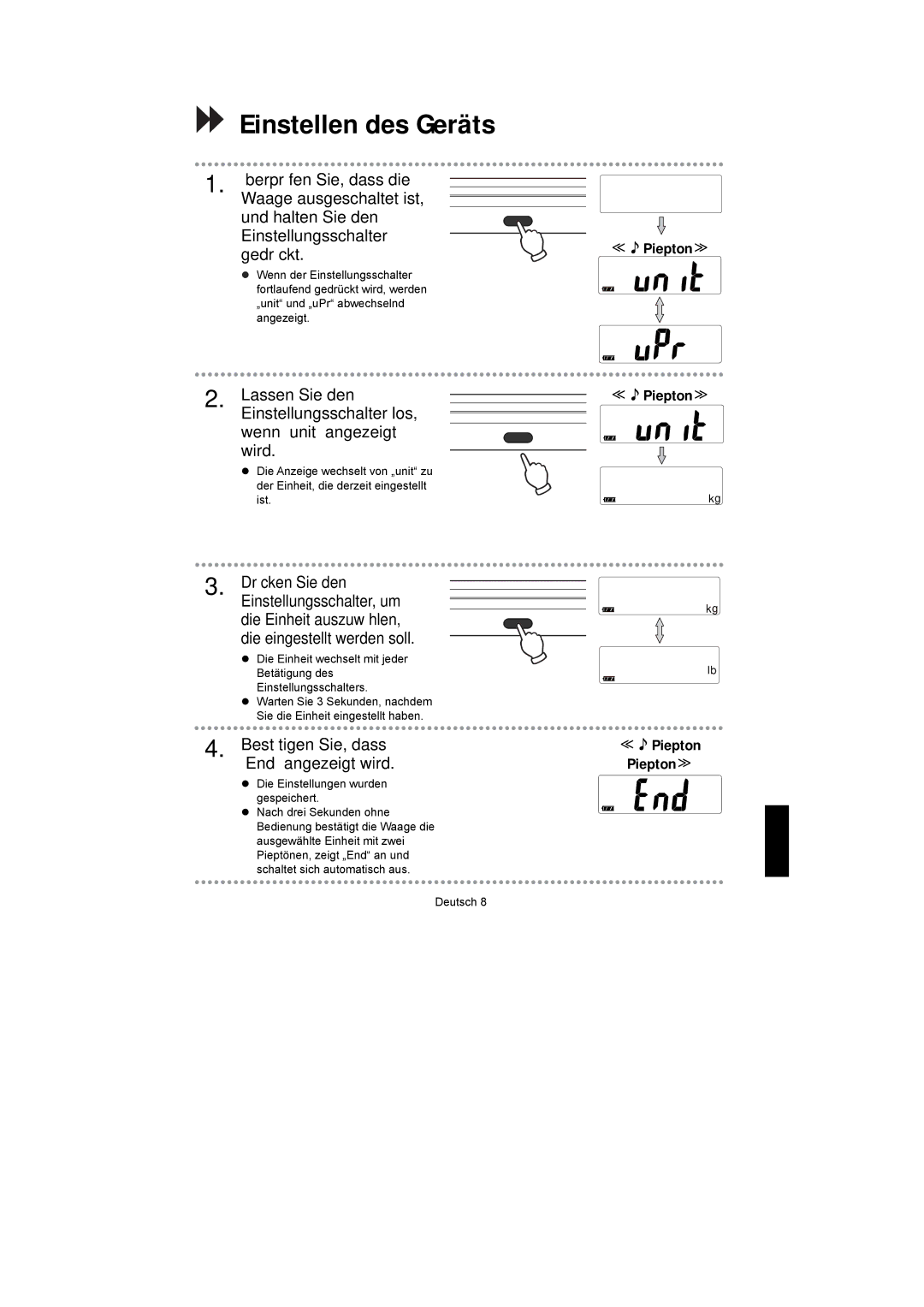 A&D UC-351PBT-Ci instruction manual Einstellen des Geräts, ≪Piepton≫ 