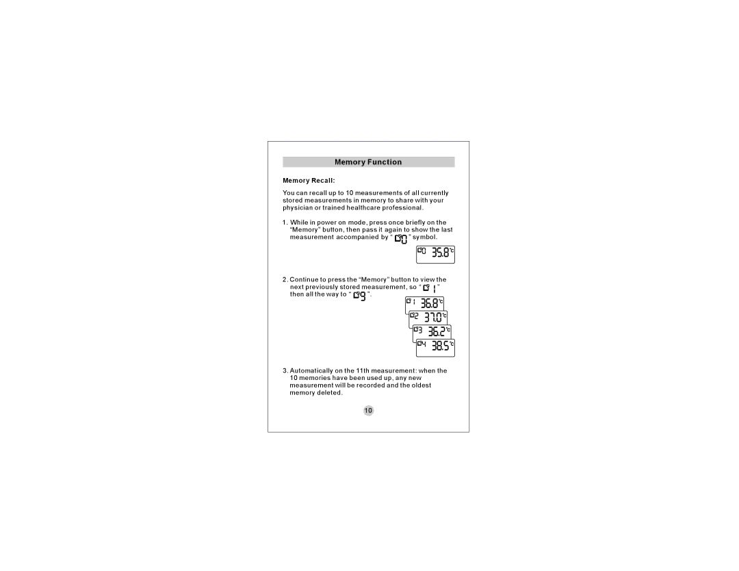 A&D UT-302PBT manual Memory Function, Memory Recall 