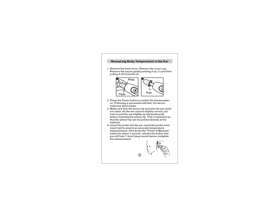 A&D UT-302PBT manual Measuring Body Temperature in the Ear 