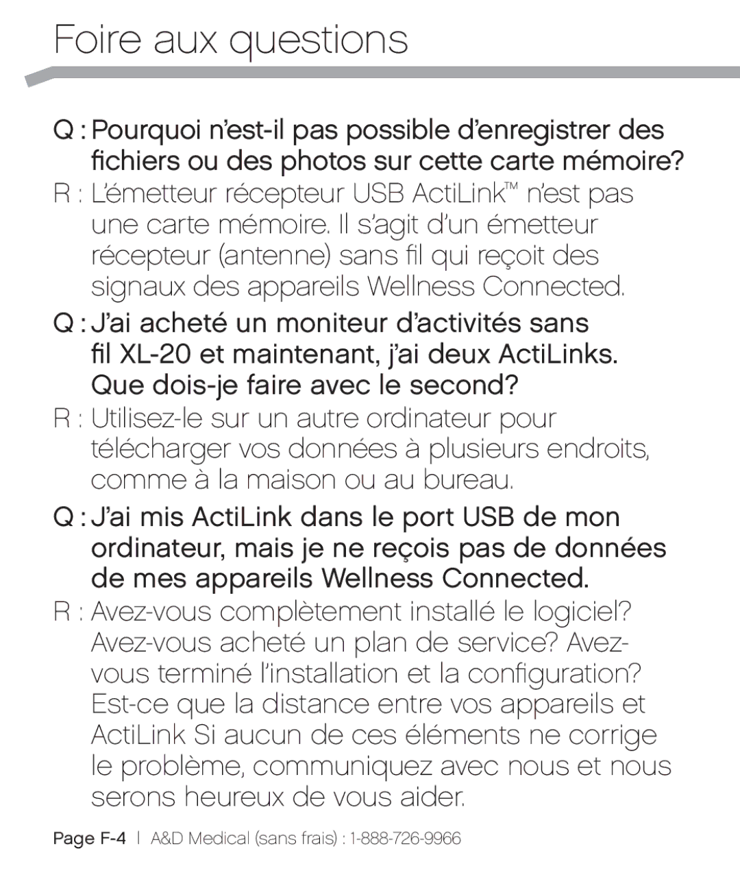 A&D XL-10 user manual Foire aux questions 