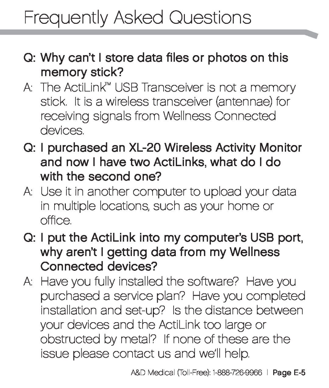 A&D XL-10 user manual Frequently Asked Questions 