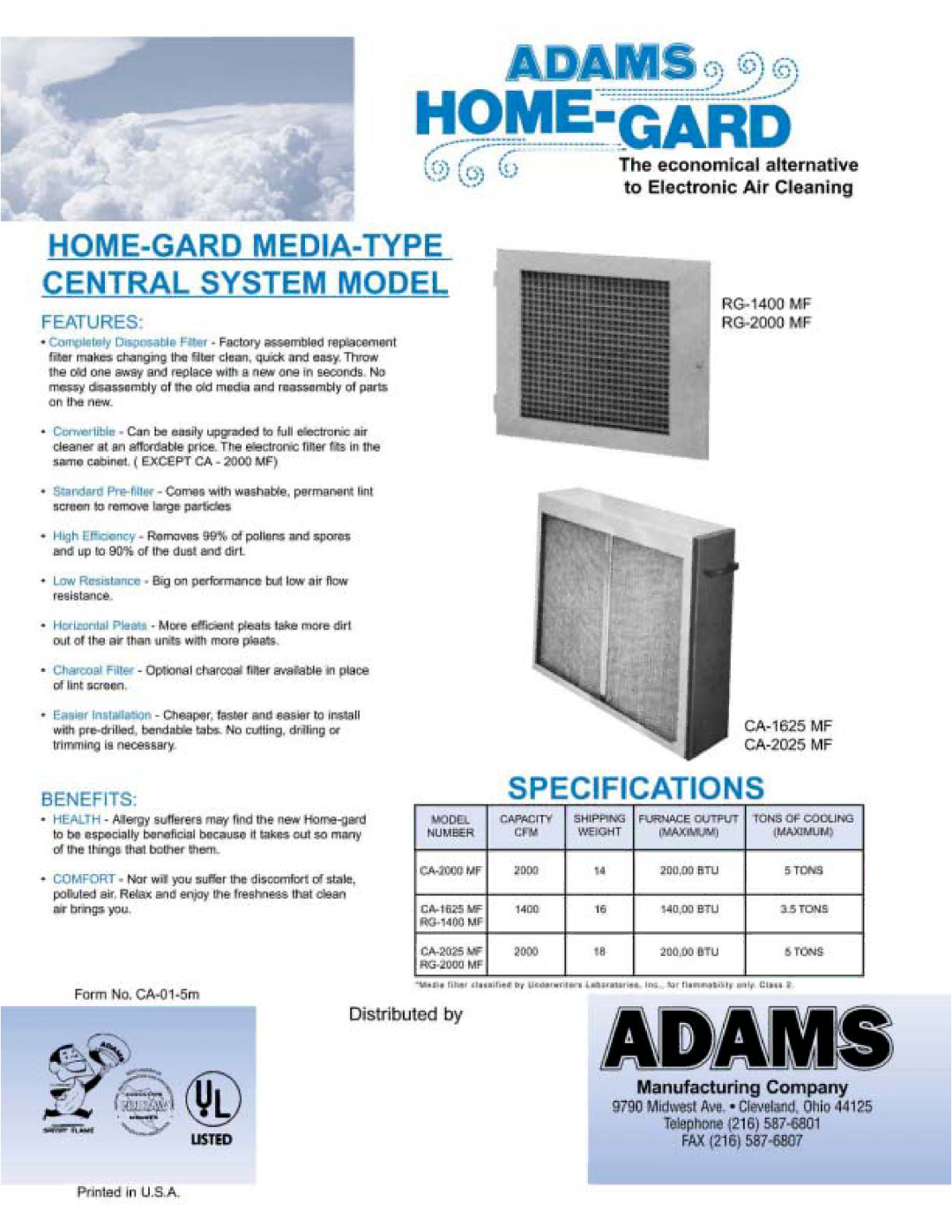 Adams Cleanaire manual 