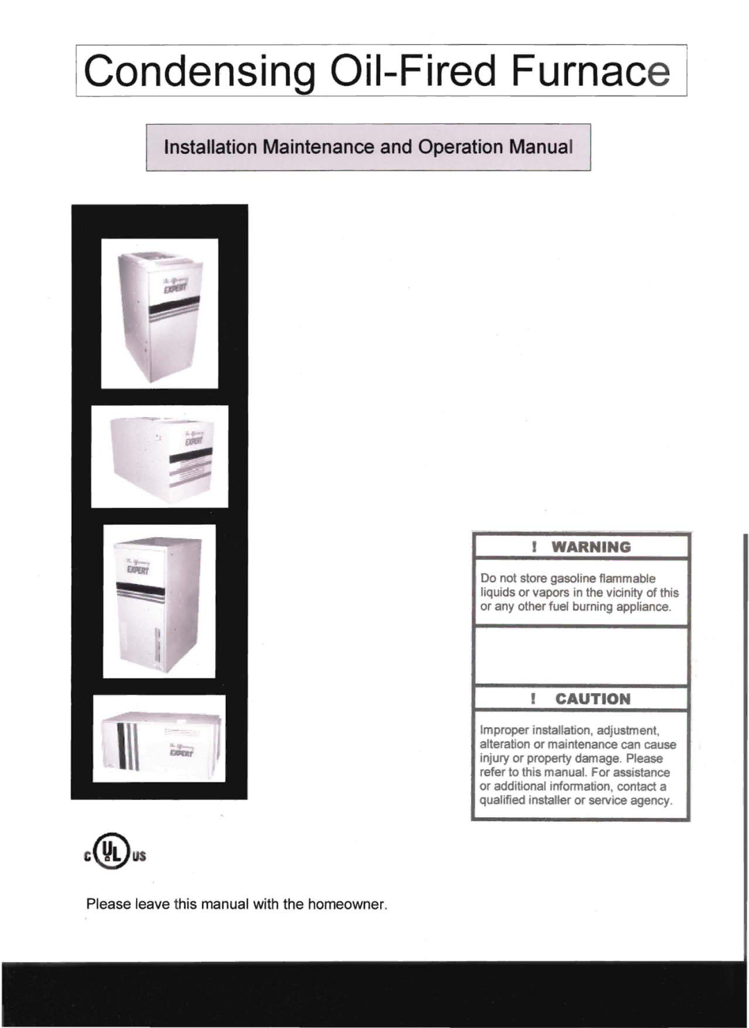 Adams Condensing Oil-Fired Furnace operation manual 