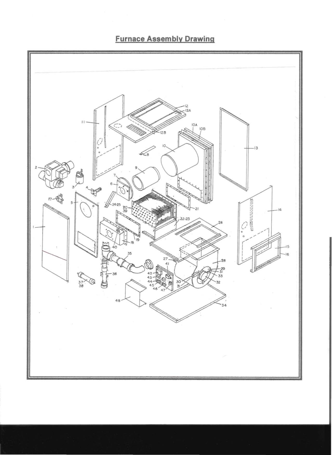 Adams Condensing Oil-Fired Furnace operation manual Furnace Assembly Drawing, I / I ~\~ 