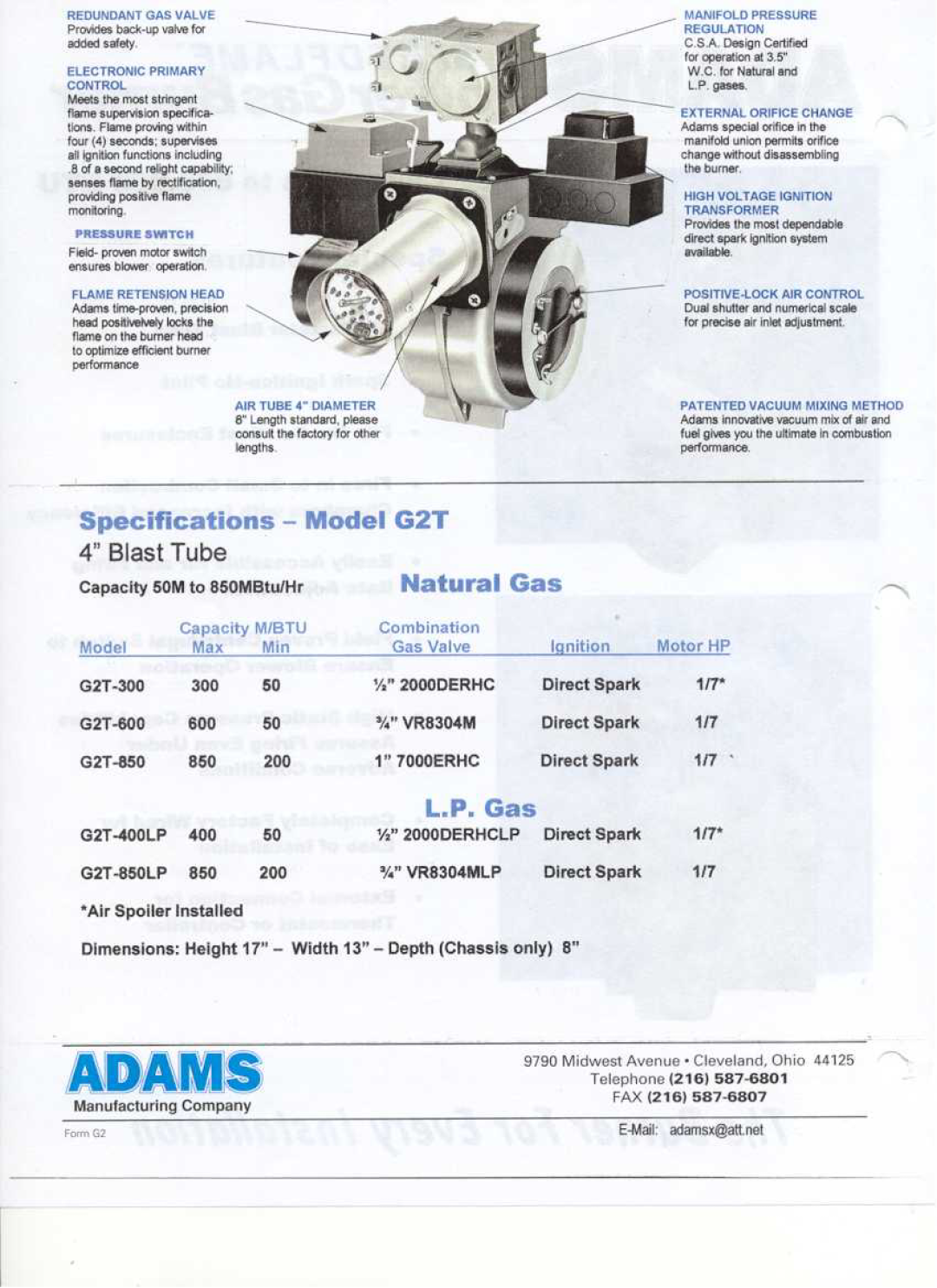 Adams Power Gas Burner manual 