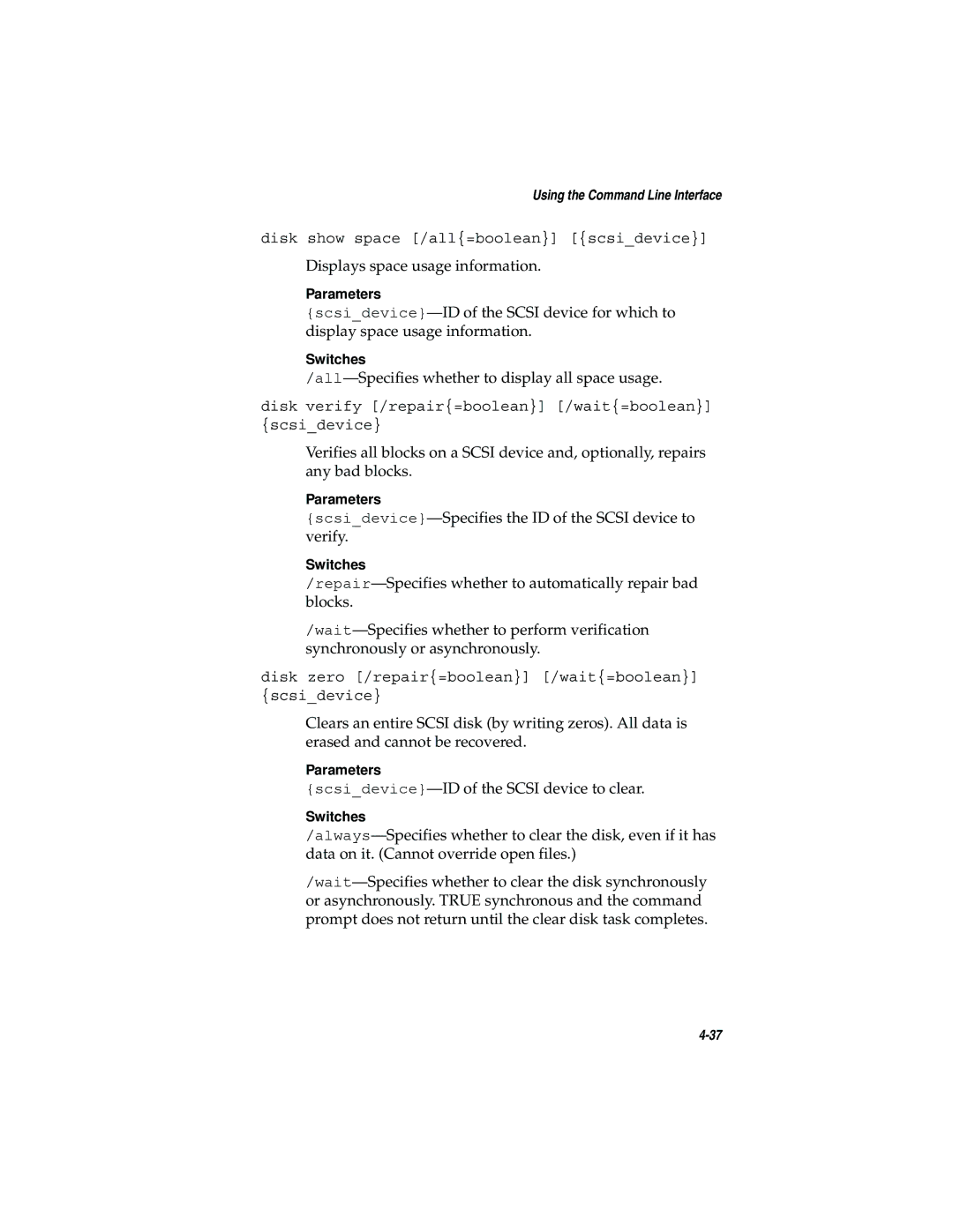 Adaptec 2200S, 2120S manual Displays space usage information 