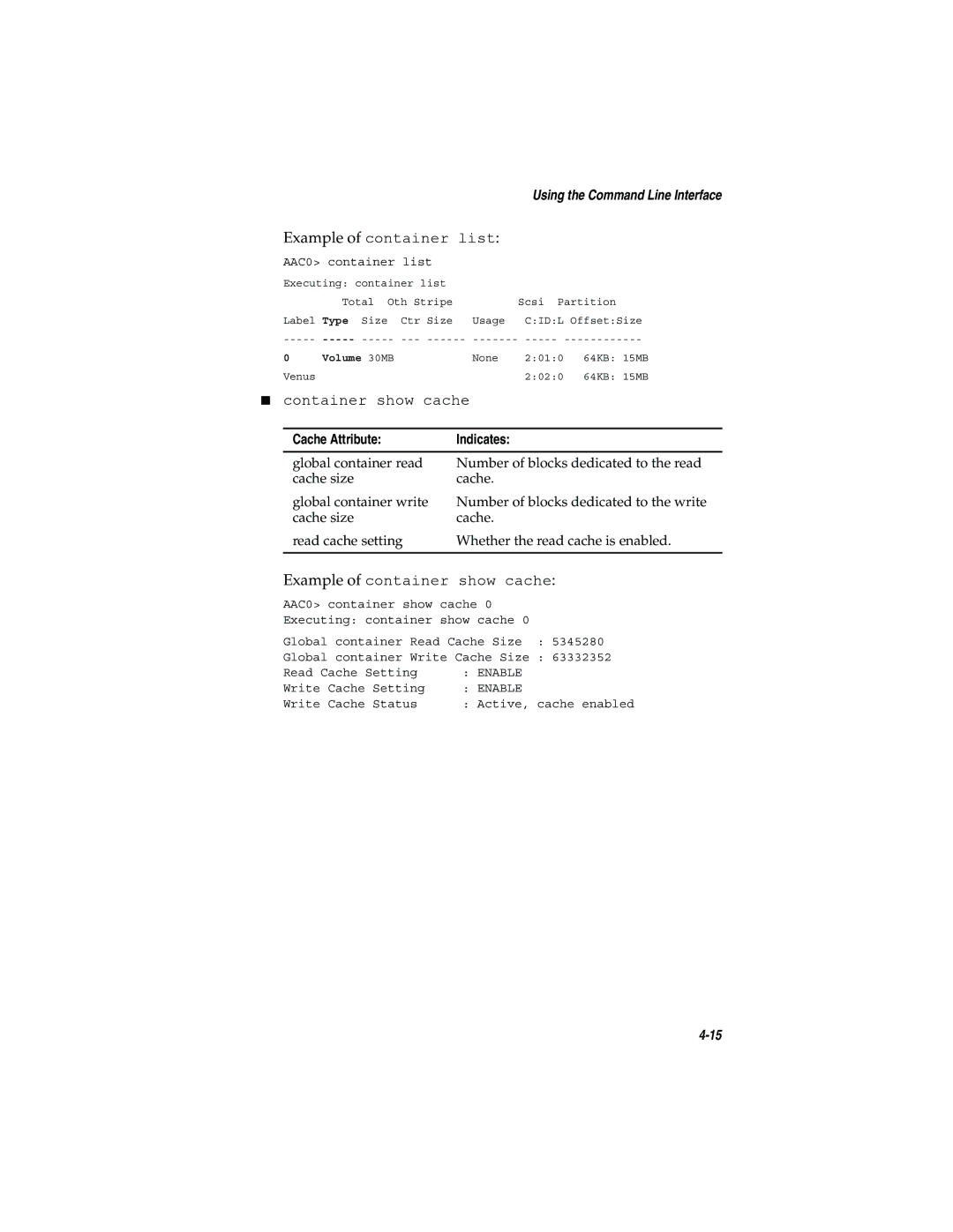 Adaptec 2200S, 2120S manual Example of container list 