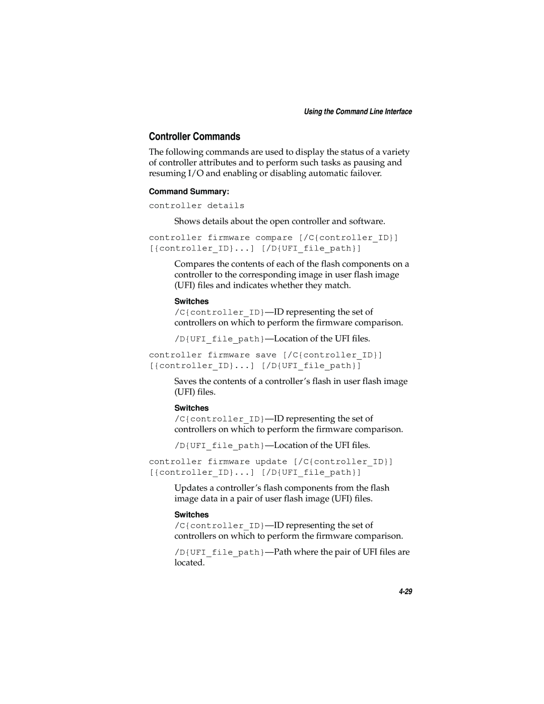 Adaptec 2200S, 2120S manual Controller Commands 