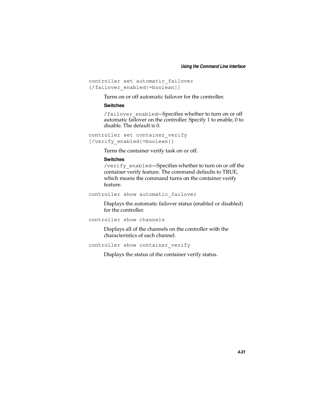 Adaptec 2200S, 2120S manual Turns on or off automatic failover for the controller 